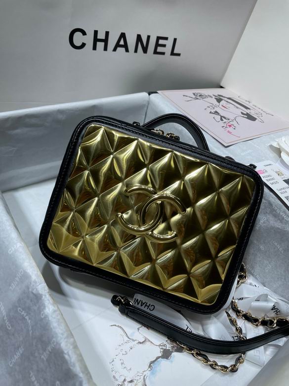 Chanel Small Vanity Case Crossbody Bag in Gold Metallic and Black
