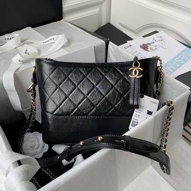 Chanel Gabrielle Medium Hobo Bag in Black Quilted Aged Calfskin