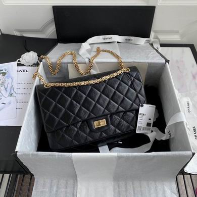 Chanel 2.55 Reissue 226 Flap Bag in Black Quilted Leather with Gold Hardware