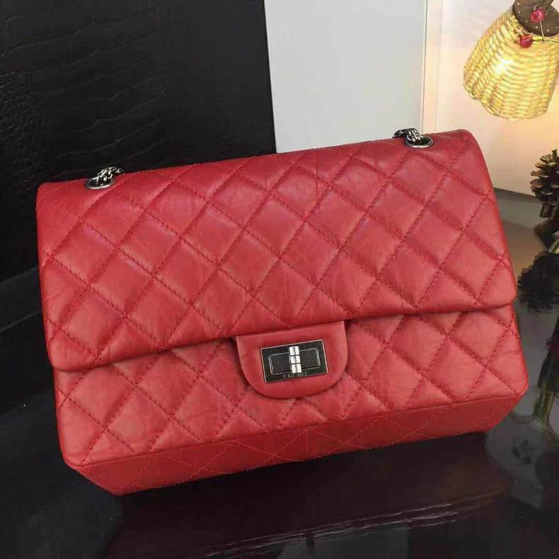 Chanel 2.55 Reissue Quilted Flap Bag in Red Aged Calfskin with Mermaid Lock