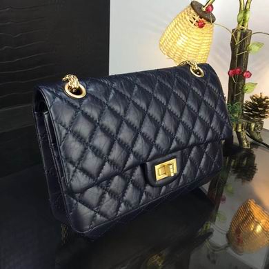 Chanel 2.55 Reissue Flap Bag in Navy Quilted Aged Calfskin with Gold Hardware