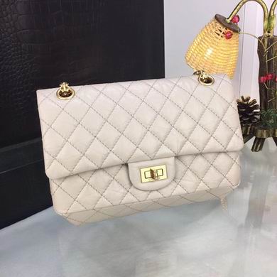 Chanel 2.55 Reissue Flap Bag in Off-White Quilted Leather with Gold Hardware