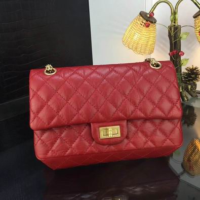 Chanel 2.55 Reissue Flap Shoulder Bag in Red Quilted Leather with Gold Hardware
