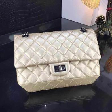 Chanel 2.55 Reissue Flap Bag in Pale Gold Quilted Metallic Leather