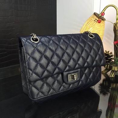 Chanel 2.55 Reissue Double Flap Shoulder Bag in Navy Quilted Aged Calfskin