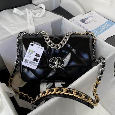 Chanel 19 Large Flap Bag in Black Quilted Leather with Mixed-Metal Chain