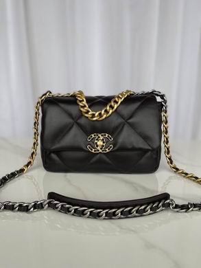Chanel 19 Large Flap Bag in Black Quilted Leather with Mixed-Metal Chain