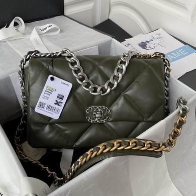 Chanel 19 Large Flap Bag in Dark Olive Green Quilted Leather