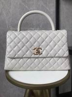 Chanel Coco Handle Medium Top-Handle Flap Bag in White Quilted Leather