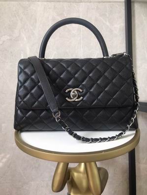 Chanel Coco Handle Medium Top-Handle Flap Bag in Black Quilted Leather