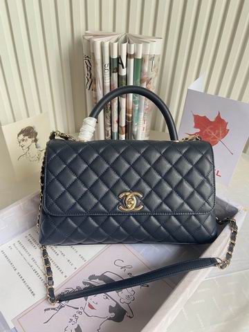 Chanel Coco Handle Medium Top-Handle Flap Bag in Navy Quilted Leather