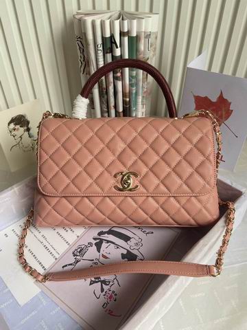Chanel Coco Handle Flap Bag with Top Handle in Blush Pink Quilted Leather