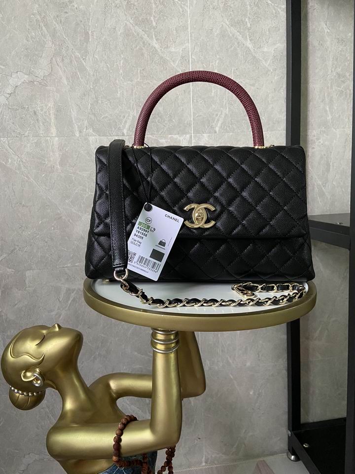 Chanel Coco Handle Small Top-Handle Flap Bag in Black Grained Leather