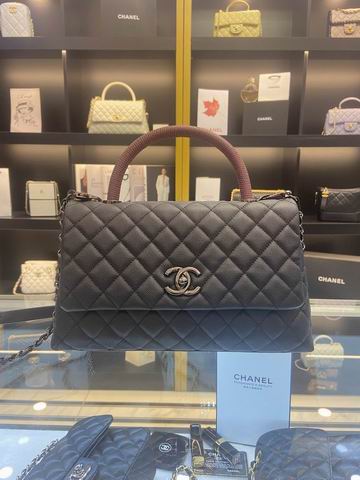 Chanel Coco Handle Small Top-Handle Bag in Black Quilted Grained Leather