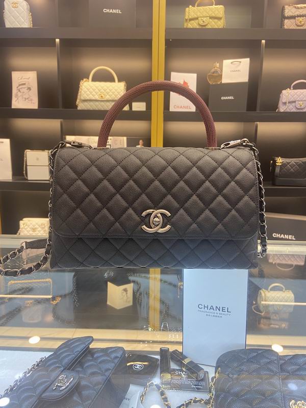 Chanel Coco Handle Small Top-Handle Flap Bag in Black Quilted Grained Leather