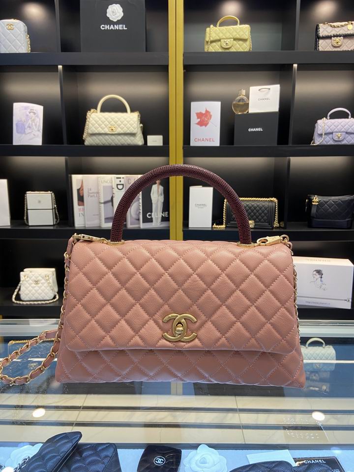 Chanel Coco Handle Small Top-Handle Flap Bag in Dusty Pink Quilted Leather