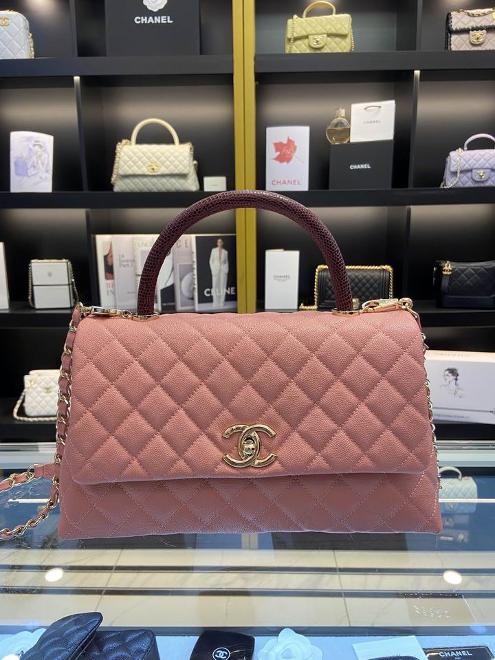 Chanel Coco Handle Small Flap Bag in Dusty Pink Grained Leather