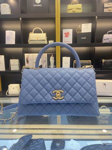Chanel Coco Handle Small Top-Handle Flap Bag in Blue Quilted Leather