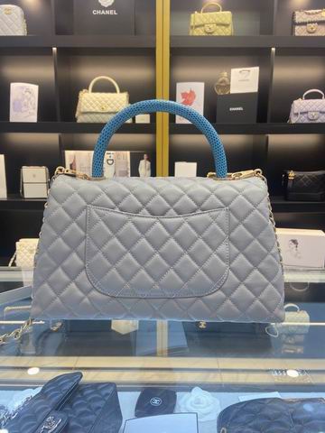 Chanel Coco Handle Small Top-Handle Flap Bag in Gray Quilted Leather
