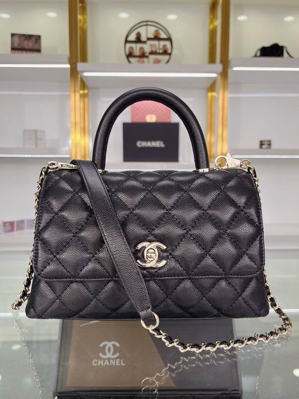 Chanel Coco Handle Mini Top-Handle Flap Bag in Black Quilted Grained Leather