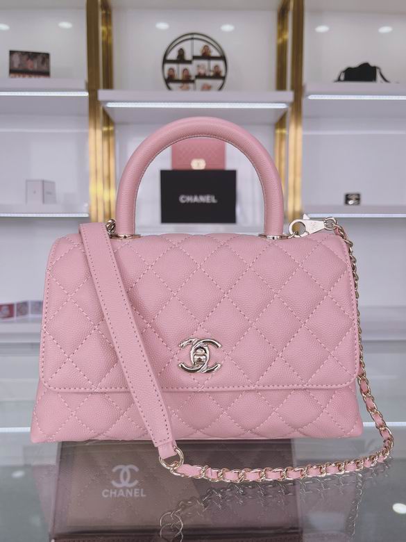 Chanel Coco Handle Mini Top-Handle Bag in Pink Quilted Grained Leather