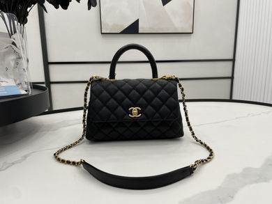 Chanel Coco Handle Small Top-Handle Flap Bag in Black Grained Leather