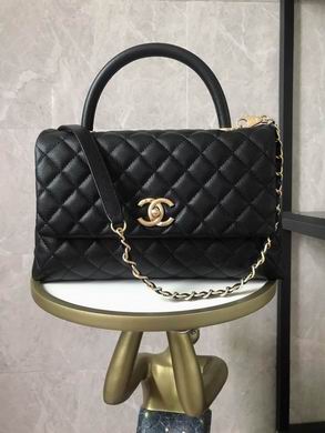 Chanel Coco Handle Medium Top-Handle Bag in Black Quilted Grained Leather
