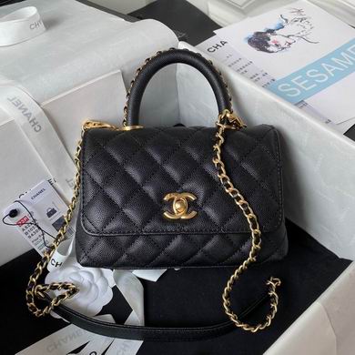Chanel Coco Handle Mini Top-Handle Bag in Black Quilted Grained Leather