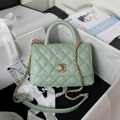 Chanel Coco Handle Mini Top-Handle Flap Bag in Mint Green Quilted Leather
