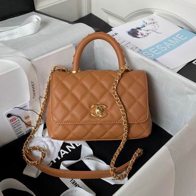 Chanel Coco Handle Mini Flap Bag in Caramel Quilted Grained Calfskin