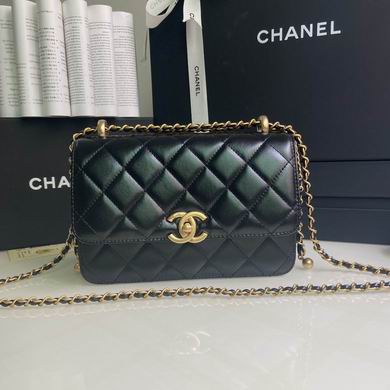 Chanel Wallet on Chain Crossbody Bag in Black Quilted Leather with Gold CC Clasp
