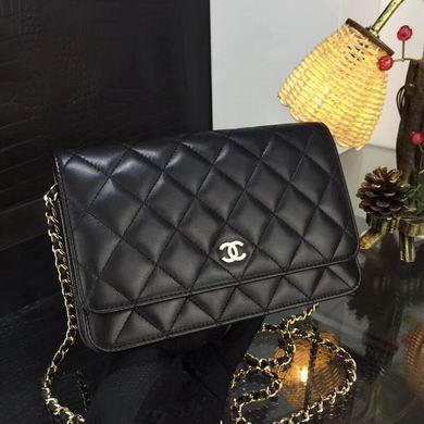 Chanel Classic Wallet on Chain in Black Quilted Lambskin with Gold Hardware