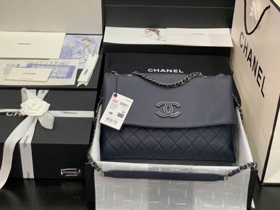 Chanel Flap Shoulder Bag with Chain Strap in Navy Quilted Leather