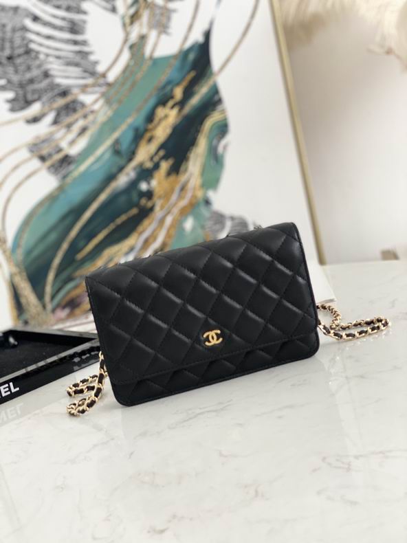 Chanel Classic Wallet on Chain in Black Quilted Lambskin with Gold Hardware