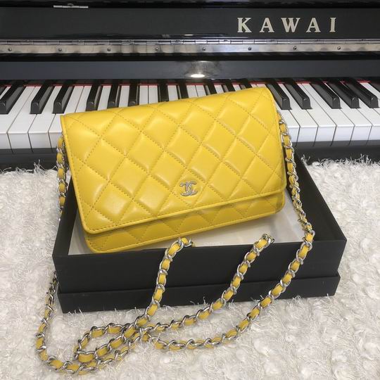 Chanel Classic Wallet on Chain Crossbody in Yellow Quilted Lambskin