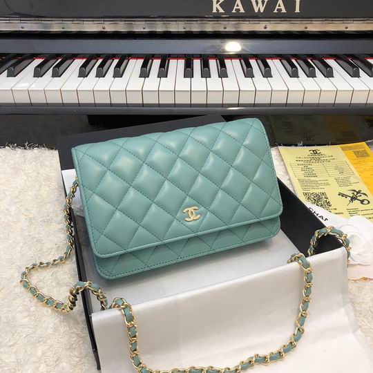 Chanel Classic Wallet on Chain in Mint Green Quilted Lambskin, Gold Hardware