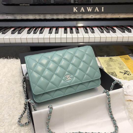 Chanel Wallet on Chain Quilted Crossbody Bag in Light Turquoise Lambskin