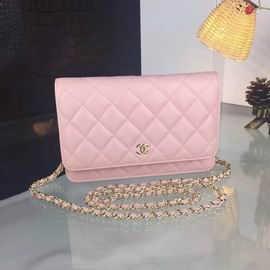 Chanel Classic Wallet on Chain WOC in Light Pink Quilted Leather