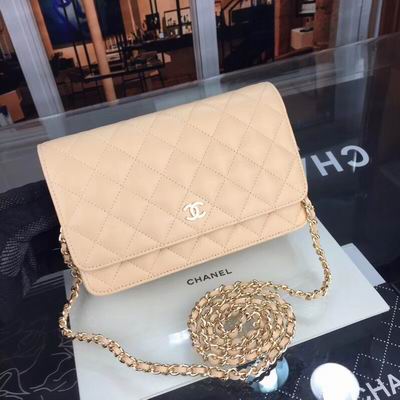 Chanel Classic Wallet on Chain in Beige Quilted Leather with Gold Chain