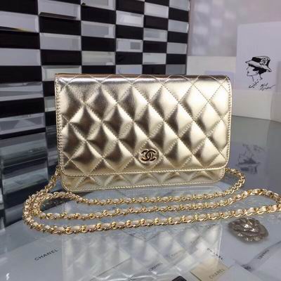 Chanel Wallet on Chain in Metallic Gold Quilted Leather with Gold Chain