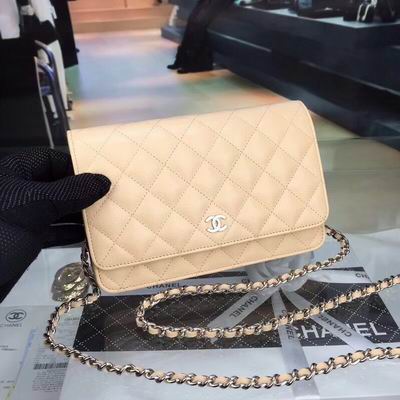 Chanel Classic Wallet on Chain in Beige Quilted Leather with Chain Strap