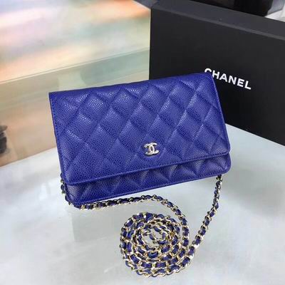 Chanel Classic Wallet on Chain in Royal Blue Quilted Grained Leather