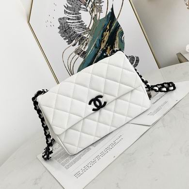 Chanel Wallet on Chain Flap Bag in White Quilted Leather with Black Hardware