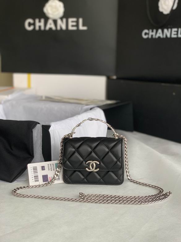 Chanel Mini Flap Top-Handle Crossbody Bag in Black Quilted Leather AP2758