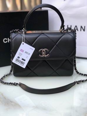 Chanel Trendy CC Small Top-Handle Flap Bag in Black Quilted Lambskin