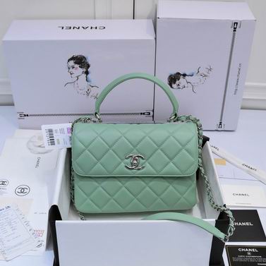 Chanel Trendy CC Top-Handle Flap Bag in Mint Green Quilted Lambskin
