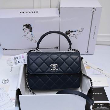 Chanel Trendy CC Top-Handle Flap Bag in Navy Quilted Lambskin
