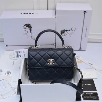 Chanel Trendy CC Top-Handle Flap Bag in Navy Quilted Lambskin