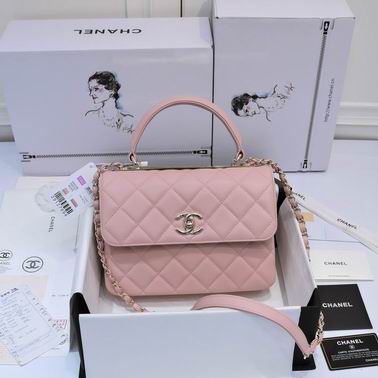 Chanel Trendy CC Medium Top-Handle Flap Bag in Pink Quilted Lambskin