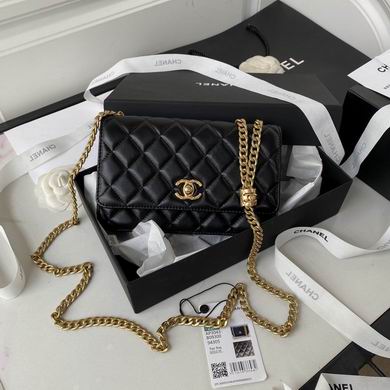 Chanel AP3043 Quilted Wallet on Chain Crossbody Bag in Black with Gold Chain